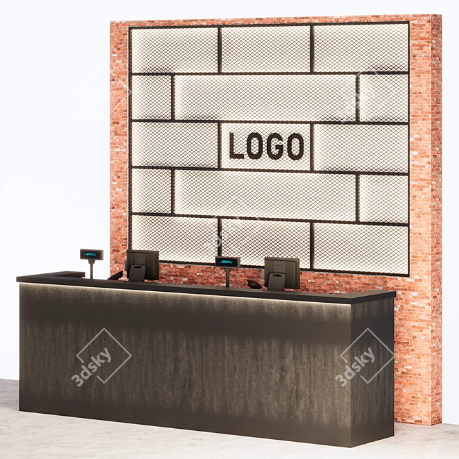 Brick Wall Reception Counter 3D model image 1