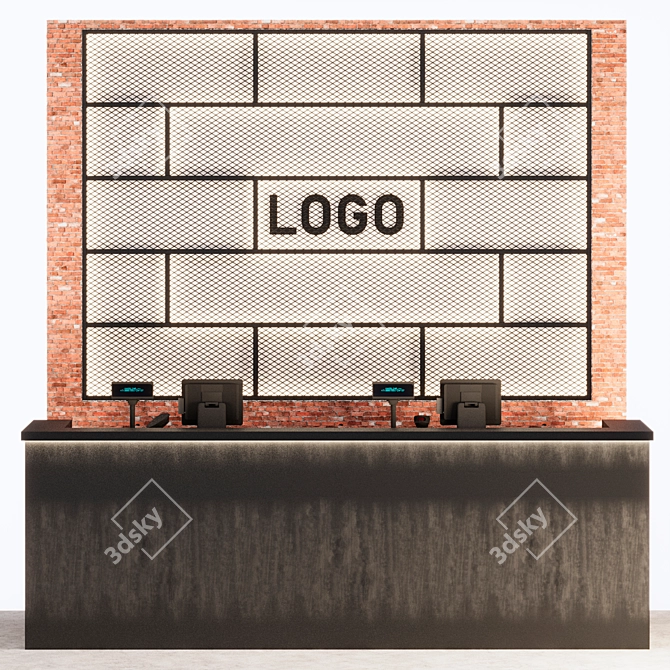 Brick Wall Reception Counter 3D model image 2