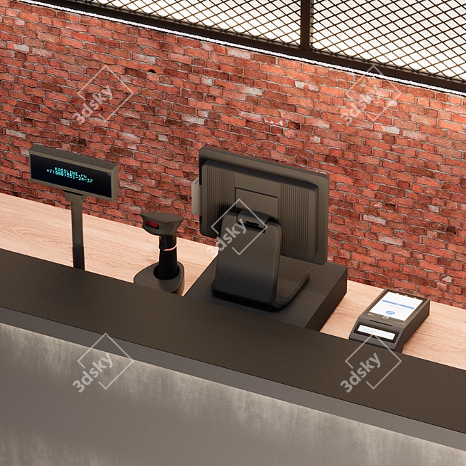 Brick Wall Reception Counter 3D model image 3