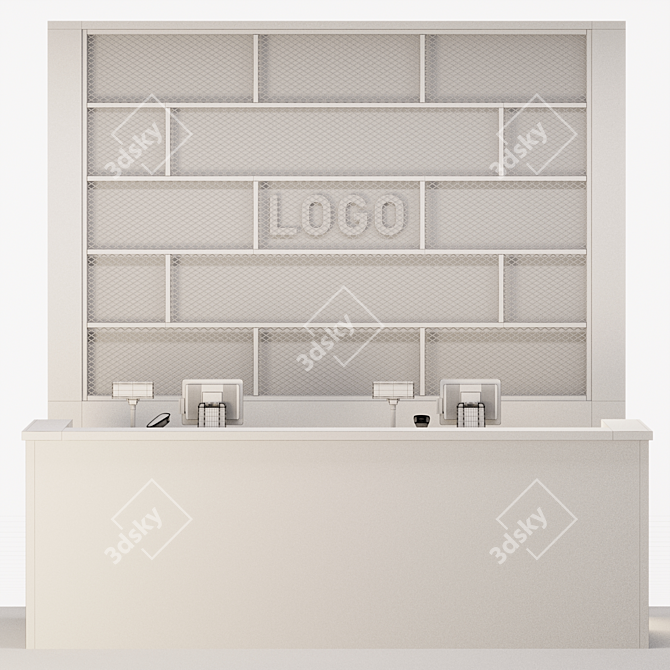 Brick Wall Reception Counter 3D model image 5