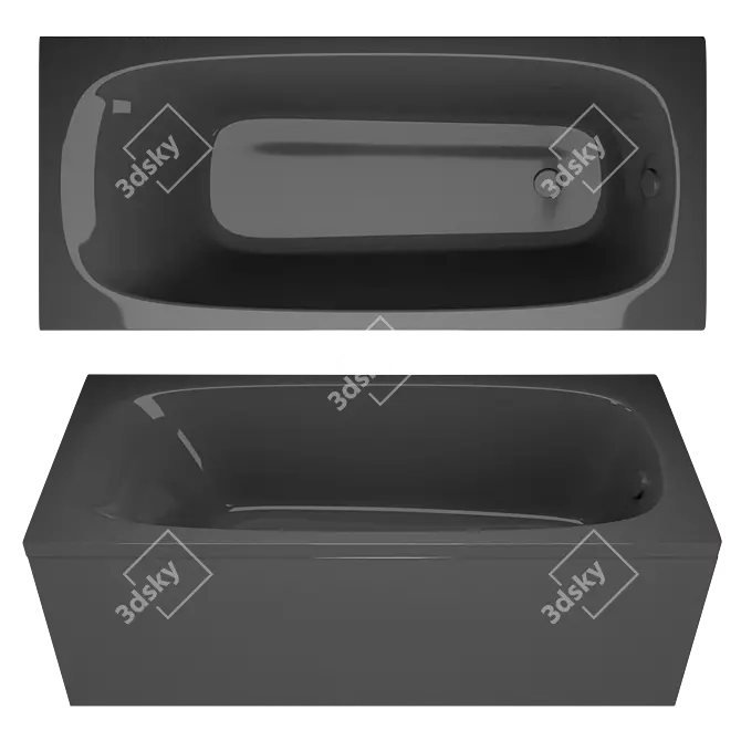 Elegant Gray Matte Acrylic Bathtub 3D model image 1