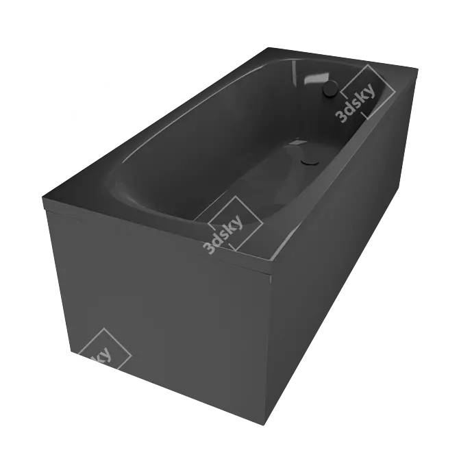 Elegant Gray Matte Acrylic Bathtub 3D model image 2