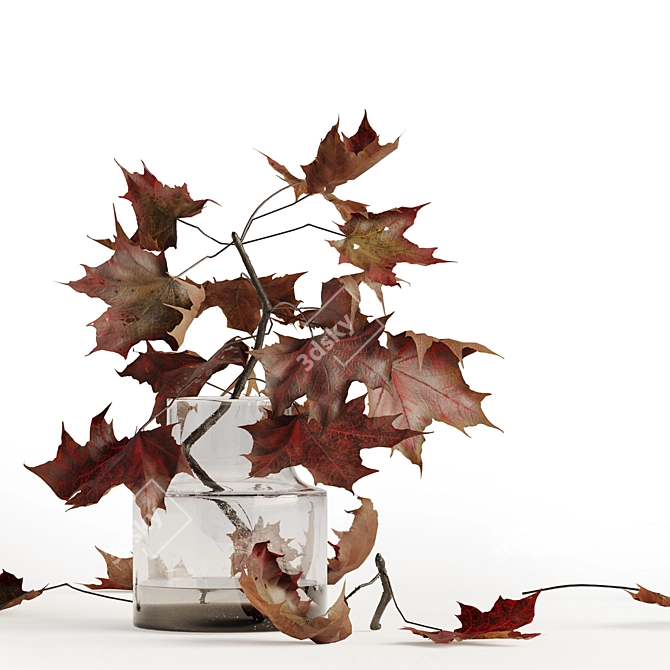 Autumn Maple Branches Glass Vase 3D model image 3
