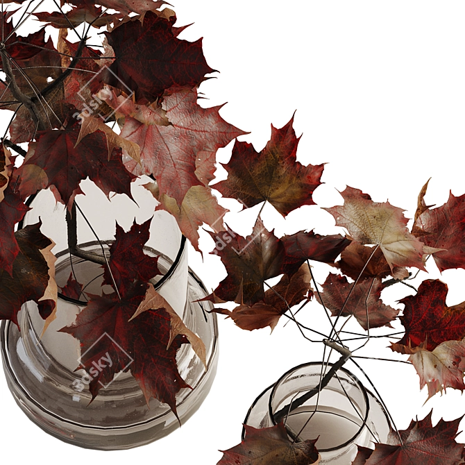 Autumn Maple Branches Glass Vase 3D model image 4