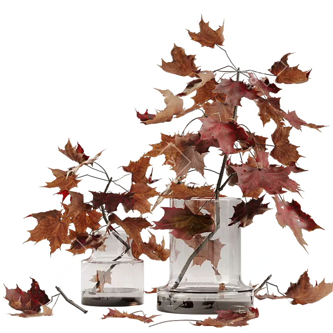 Autumn Maple Branches Glass Vase 3D model image 5