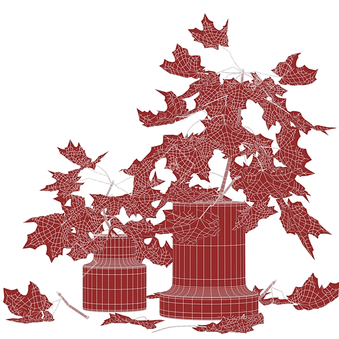 Autumn Maple Branches Glass Vase 3D model image 6