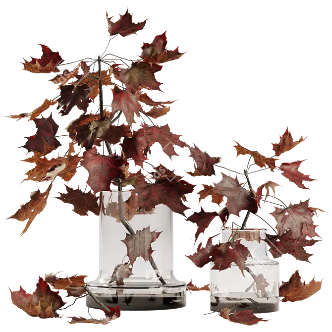 Autumn Maple Branches Glass Vase 3D model image 7