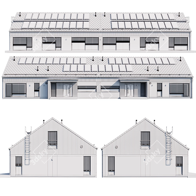 Two-Story House Model Kit 3D model image 6