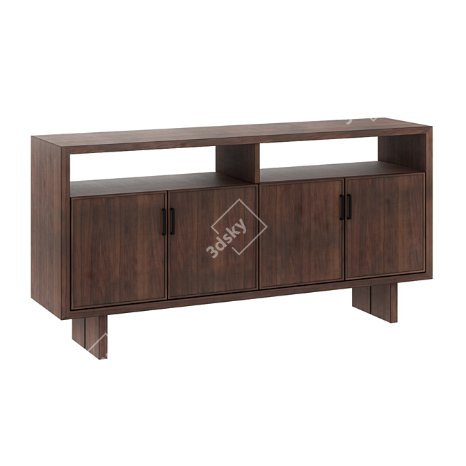 Modern Shiitake Walnut Sideboard 3D model image 1