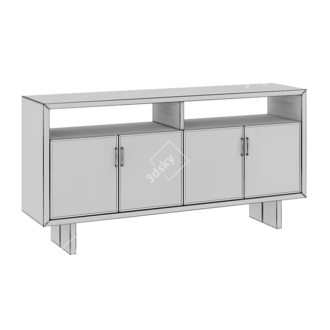 Modern Shiitake Walnut Sideboard 3D model image 2