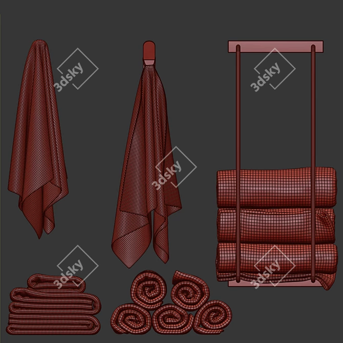 Copenhagen Bath Towel Hanger Rack 3D model image 3