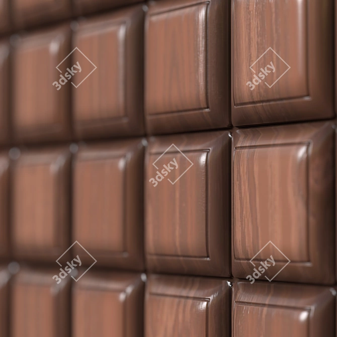 Seamless Wooden Panel PBR Texture 3D model image 5