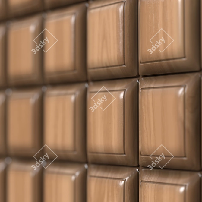 Seamless Wooden Panel PBR Texture 3D model image 7