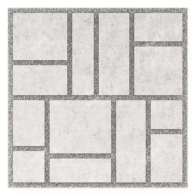  Paving Pebble Textured 3D Model 3D model image 2