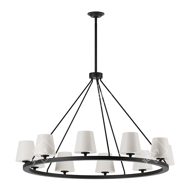 Matte Black Pendant Chandelier 3D model image 2