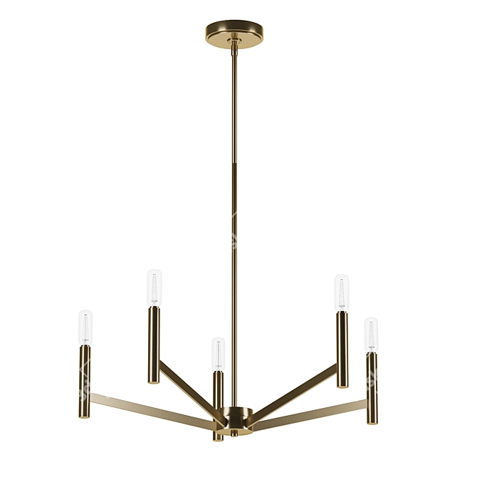 Satin Brass Minimalist Chandelier 3D model image 1