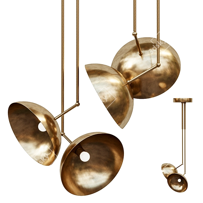 Sleek Brass Ceiling Pendant 3D model image 1