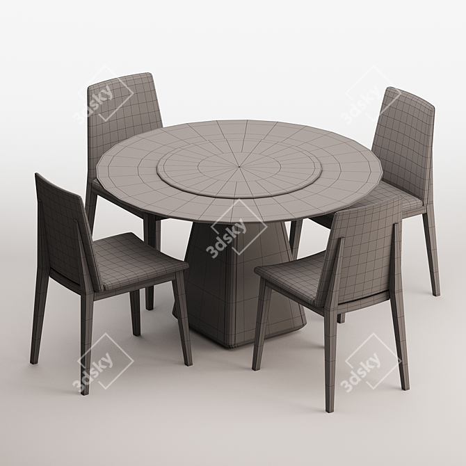 Luxury Wood Dining Table Set 3D model image 3