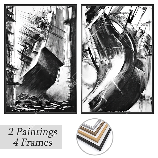 Gallery Wall Art Set with Multiple Frame Options 3D model image 1