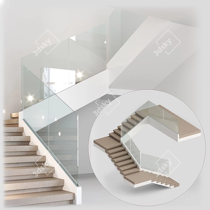 Modern Staircase Model 15cm 3D model image 1