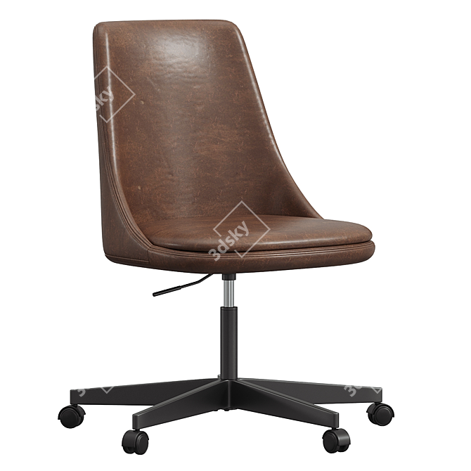 Sleek Leather Swivel Office Chair 3D model image 1