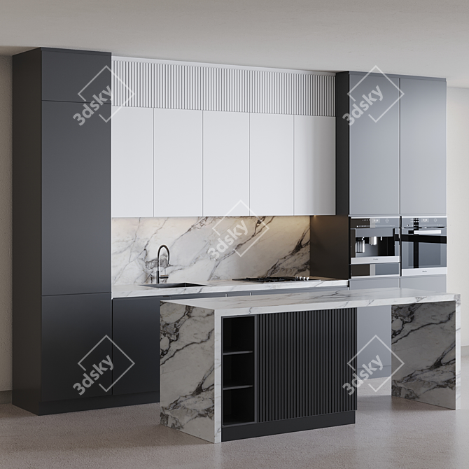 Modern 3D Kitchen Model Kit 3D model image 1