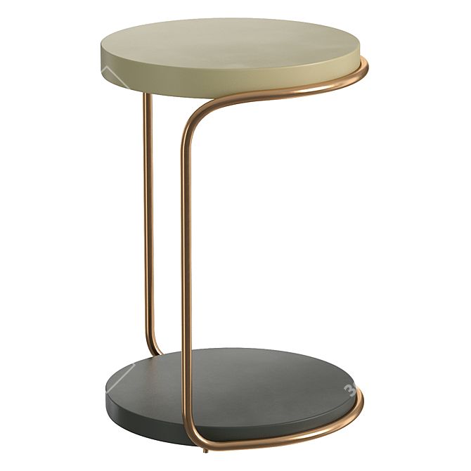 Bronze Patina Finish Mid-Century Side Table 3D model image 1