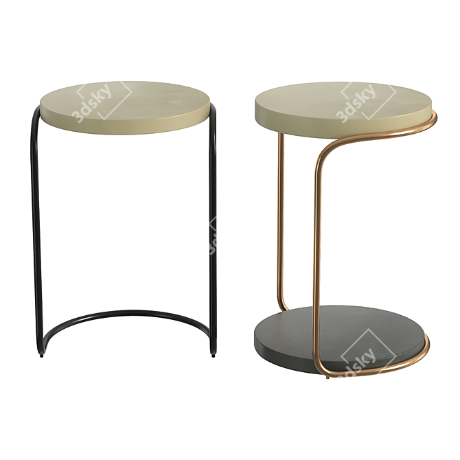 Bronze Patina Finish Mid-Century Side Table 3D model image 3