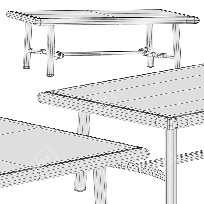Elegant Ukiyo Low Table by Tribu 3D model image 4