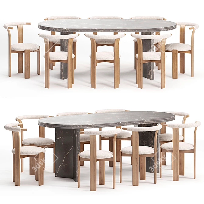 Elegant Zita Chairs & Rosaline Table 3D model image 2