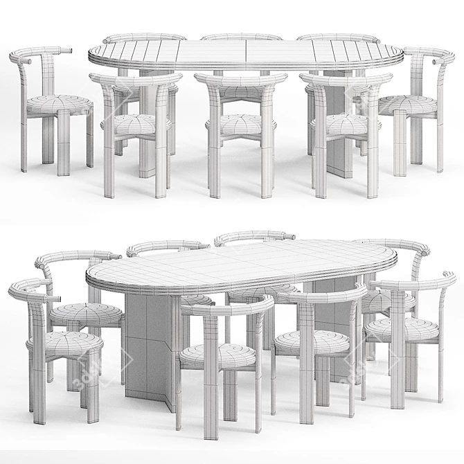 Elegant Zita Chairs & Rosaline Table 3D model image 4