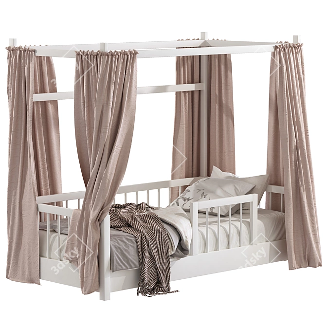 Kids Montessori Bed 413, Two Color Options 3D model image 1