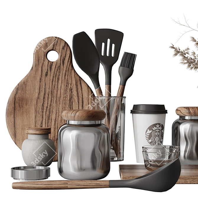 Elegant Kitchen Decor Set 3D model image 2