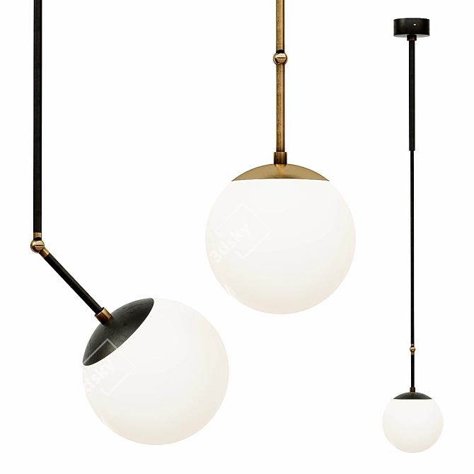 Sleek Globe Pendant Light 3D model image 1