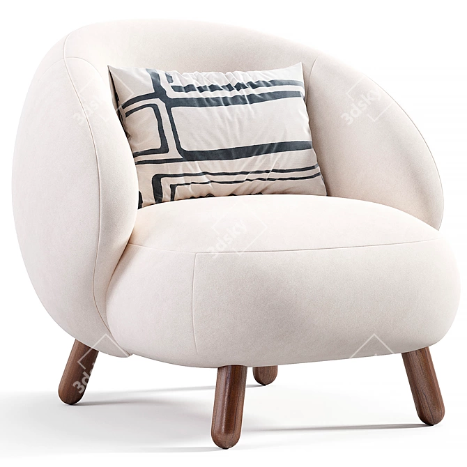 Plush Teddy Lounge Chair Furnishings 3D model image 2