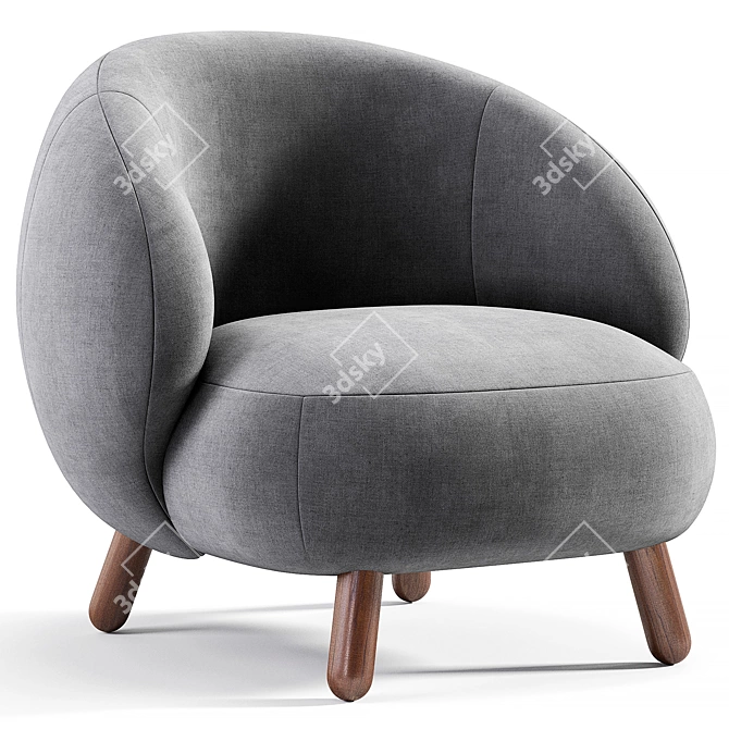 Plush Teddy Lounge Chair Furnishings 3D model image 4
