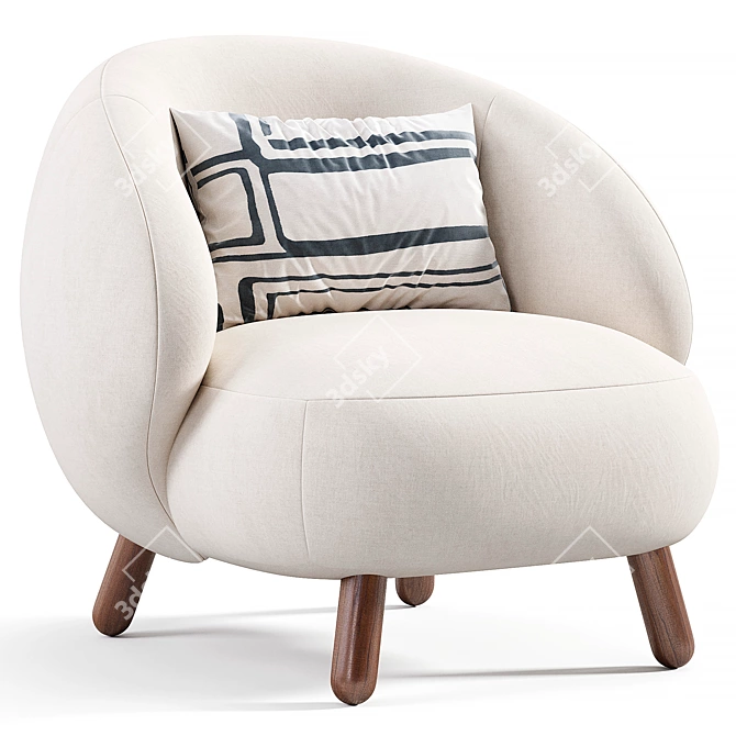 Plush Teddy Lounge Chair Furnishings 3D model image 5