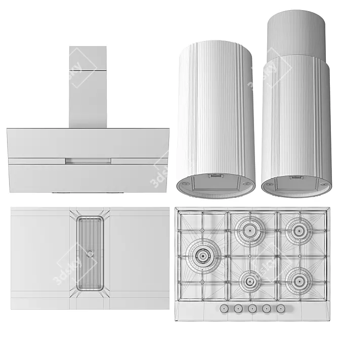 Maunfeld Modern Appliance Set Bundle 3D model image 7