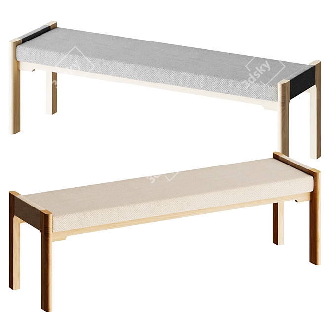 Minimalist Wood Bench | Nikari 3D model image 1