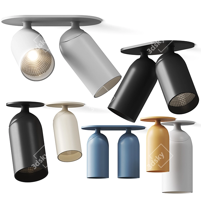 Adjustable Aluminum Ceiling Spotlight 3D model image 2