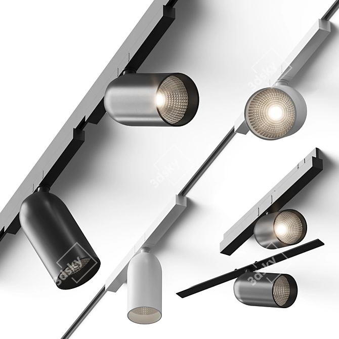 Sleek Aluminum Track-light Fixture 3D model image 1