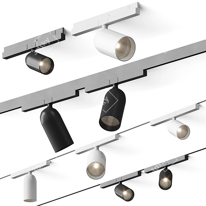 Sleek Aluminum Track-light Fixture 3D model image 2