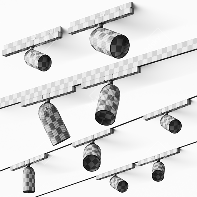 Sleek Aluminum Track-light Fixture 3D model image 3