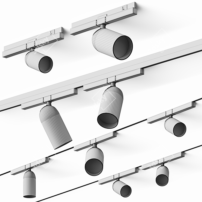 Sleek Aluminum Track-light Fixture 3D model image 4