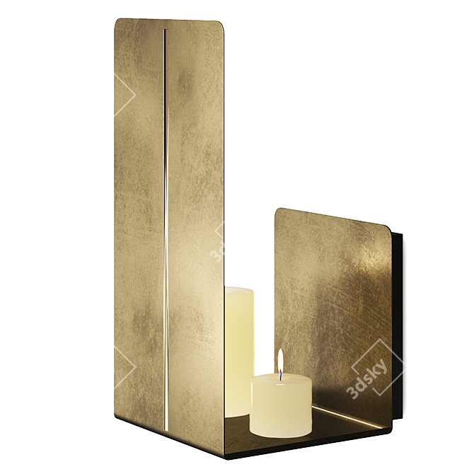 Brass Wall Mounted Candle Holder 3D model image 1