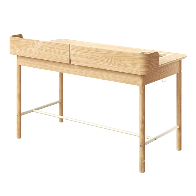 Modern Oak Desk Model Set 3D model image 3