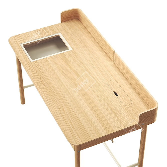 Modern Oak Desk Model Set 3D model image 6