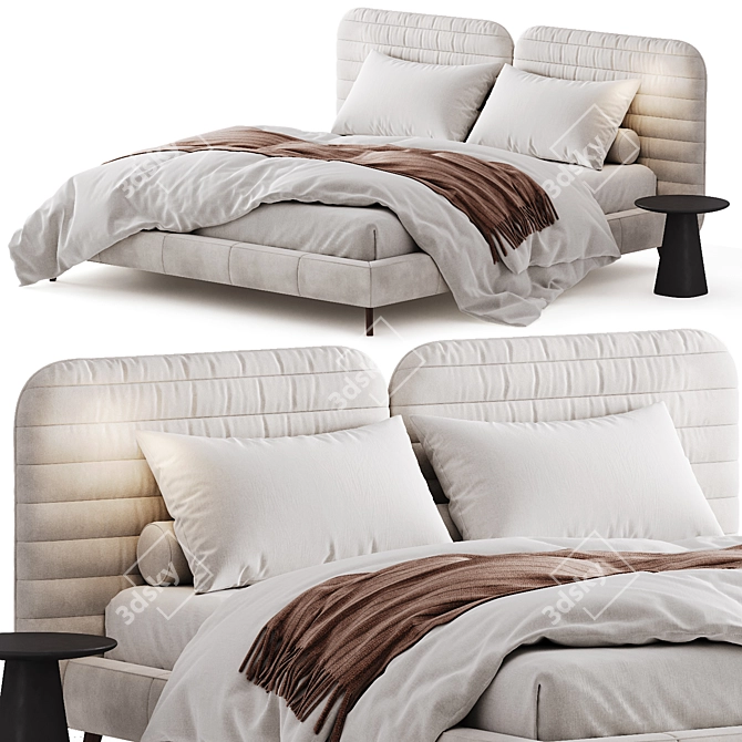 Sleek Aero White Bed Frame 3D model image 1
