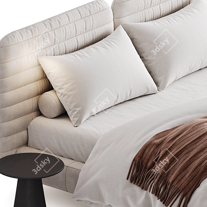 Sleek Aero White Bed Frame 3D model image 4