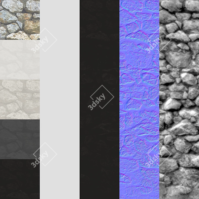 High-Quality Stone Wall Assets 3D model image 7